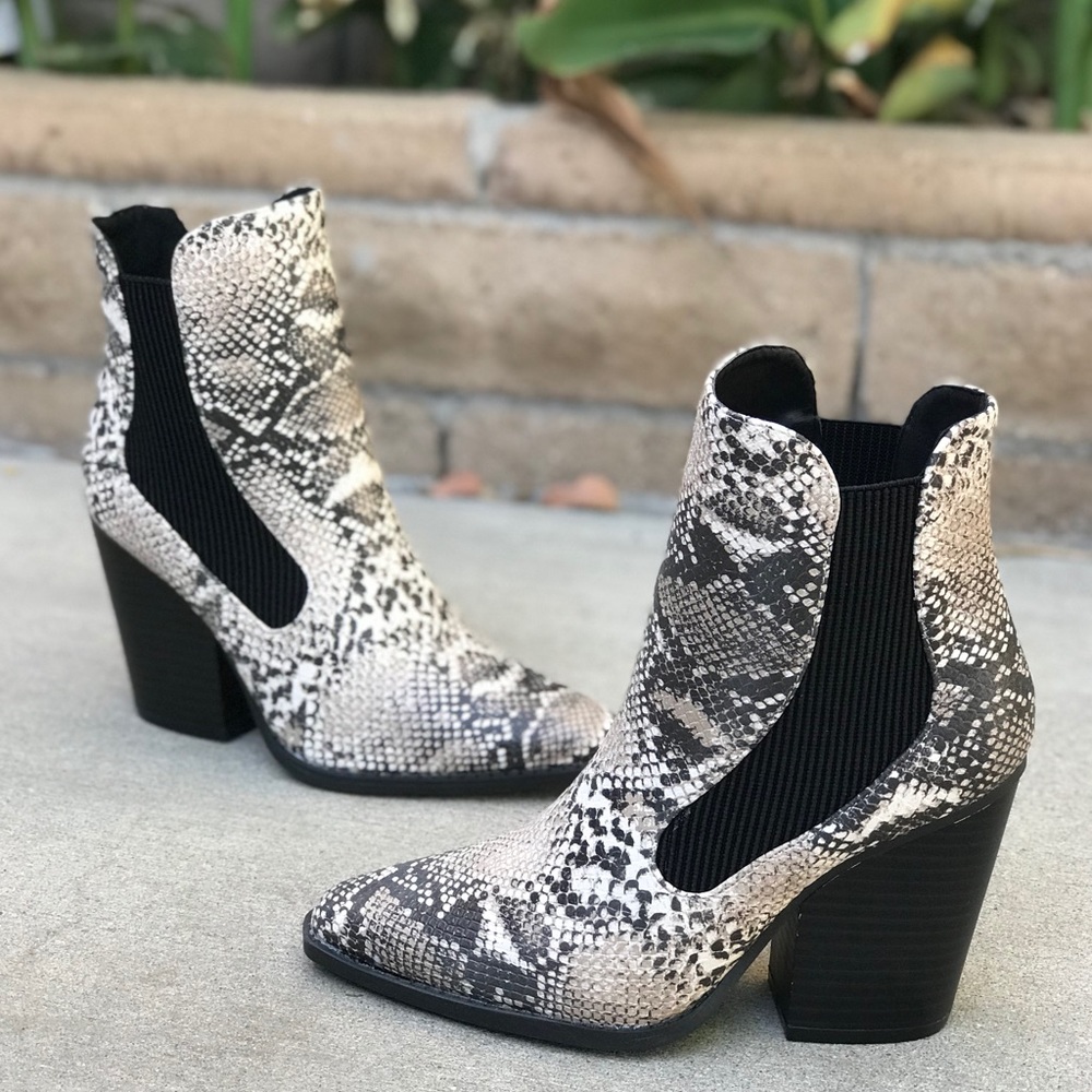 “Ivy” faux snake skin above the ankle bootie - Picture 3 of 5